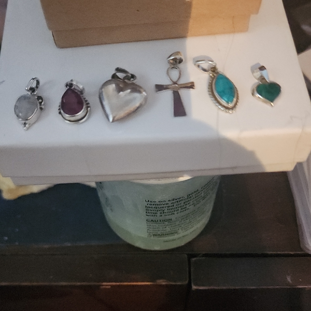 Silver and Gemstone Pendant Set